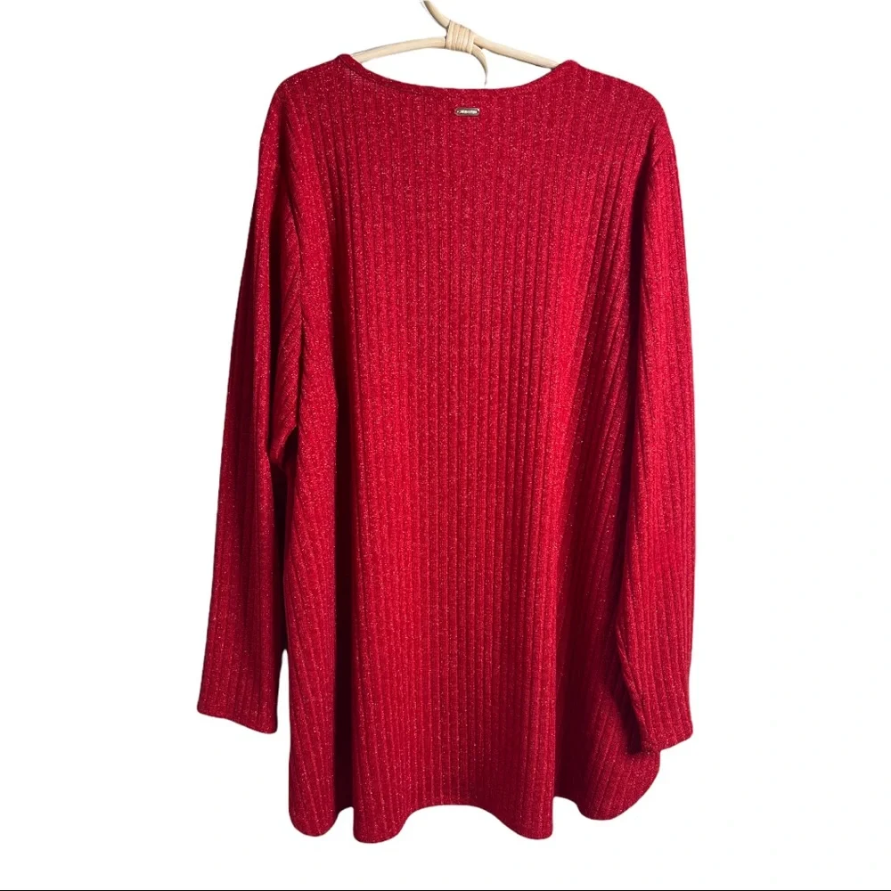 Calvin Klein Shimmer Red Scoop Neck Tunic Sweater Size 2X W0XHL848 - Picture 4 of 14